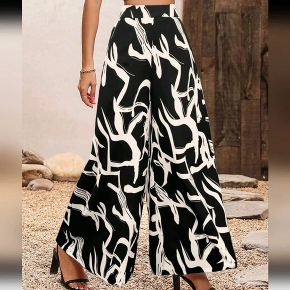 Women High Waist Printed Wide-Leg Loose Long Pants - Picture 4 of 4